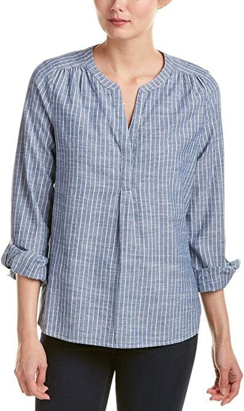 Joie Womens Kalan Striped Chambray Shirt S Minimalist Coastal Grandma Cotton